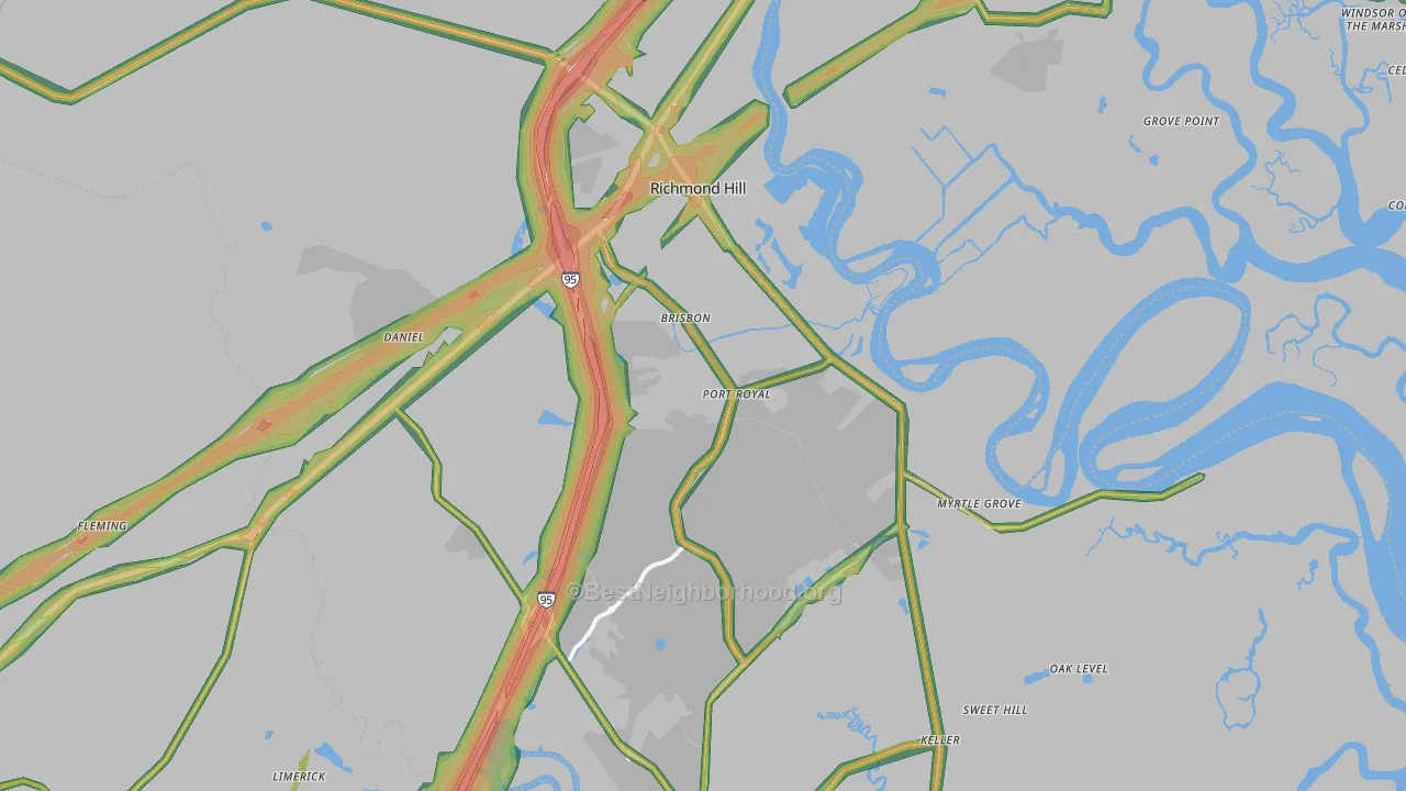 Richmond Hill, GA Map of Noise Levels in Richmond Hill