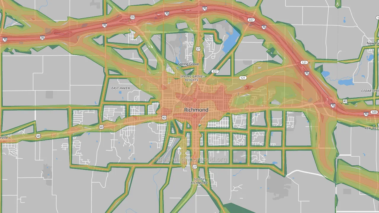 Richmond, IN Map of Noise Levels in Richmond