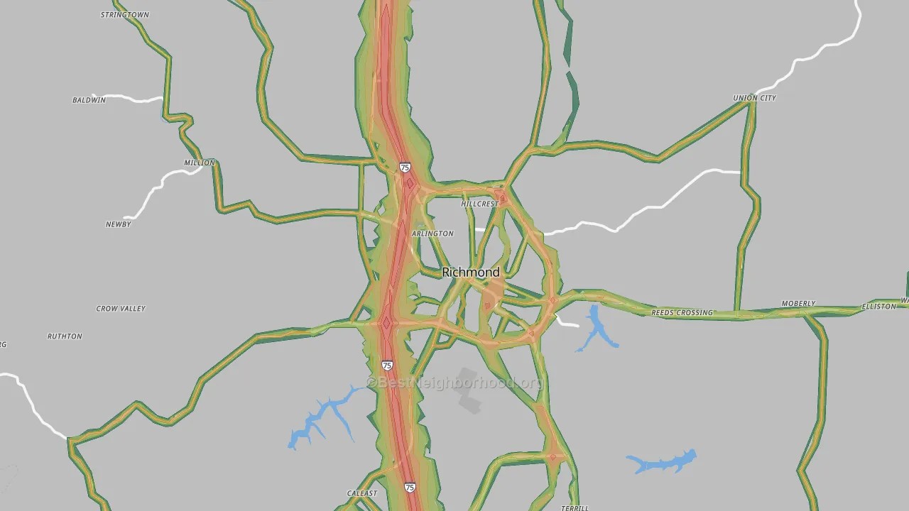 Richmond, KY Map of Noise Levels in Richmond