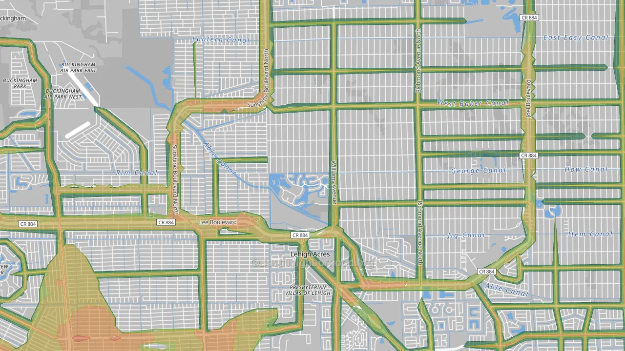 Richmond, Lehigh Acres, FL Map of Noise Levels in Richmond