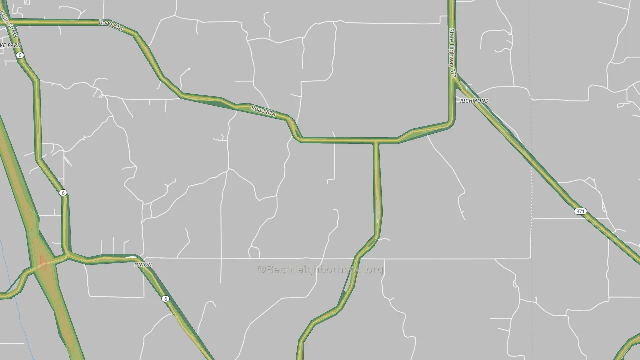 Richmond, MS Map of Noise Levels in Richmond