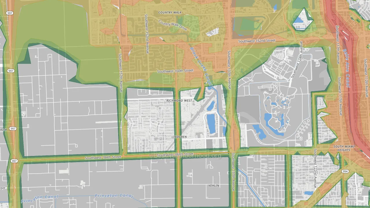 Richmond West, FL Map of Noise Levels in Richmond West