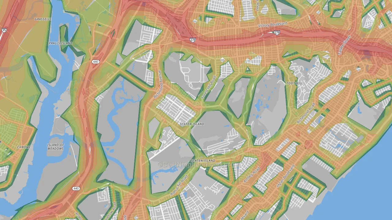 Richmondtown, Staten Island, NY Map of Noise Levels in Richmondtown