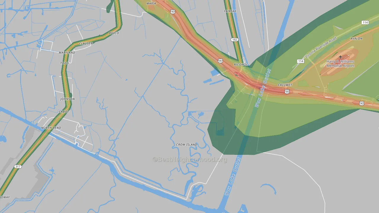 Richohoc, LA Map of Noise Levels in Richohoc