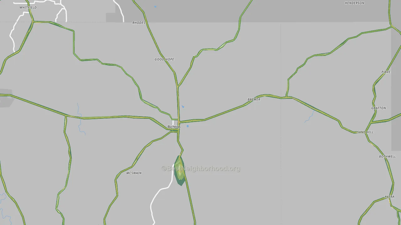 Richton, MS Map of Noise Levels in Richton