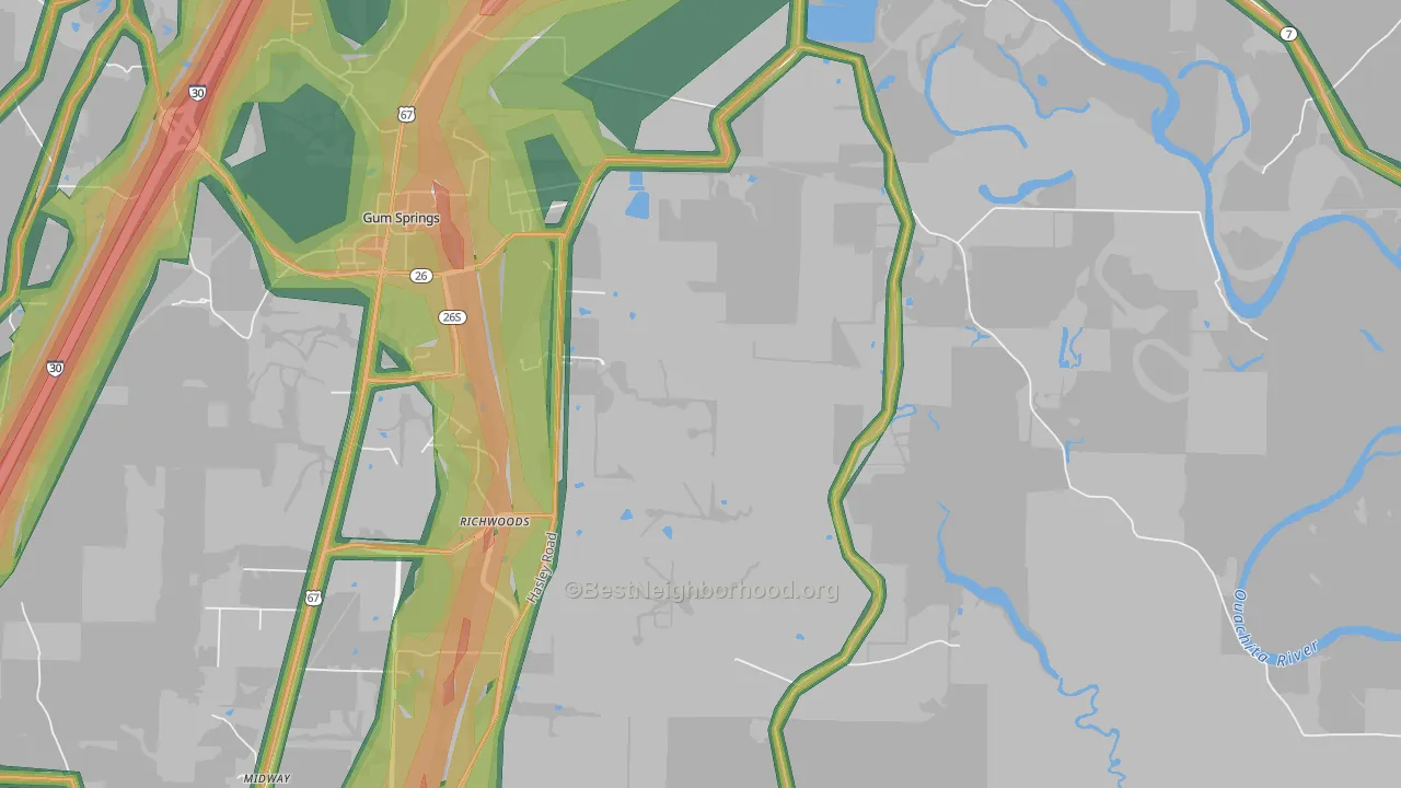 Richwood, AR Map of Noise Levels in Richwood