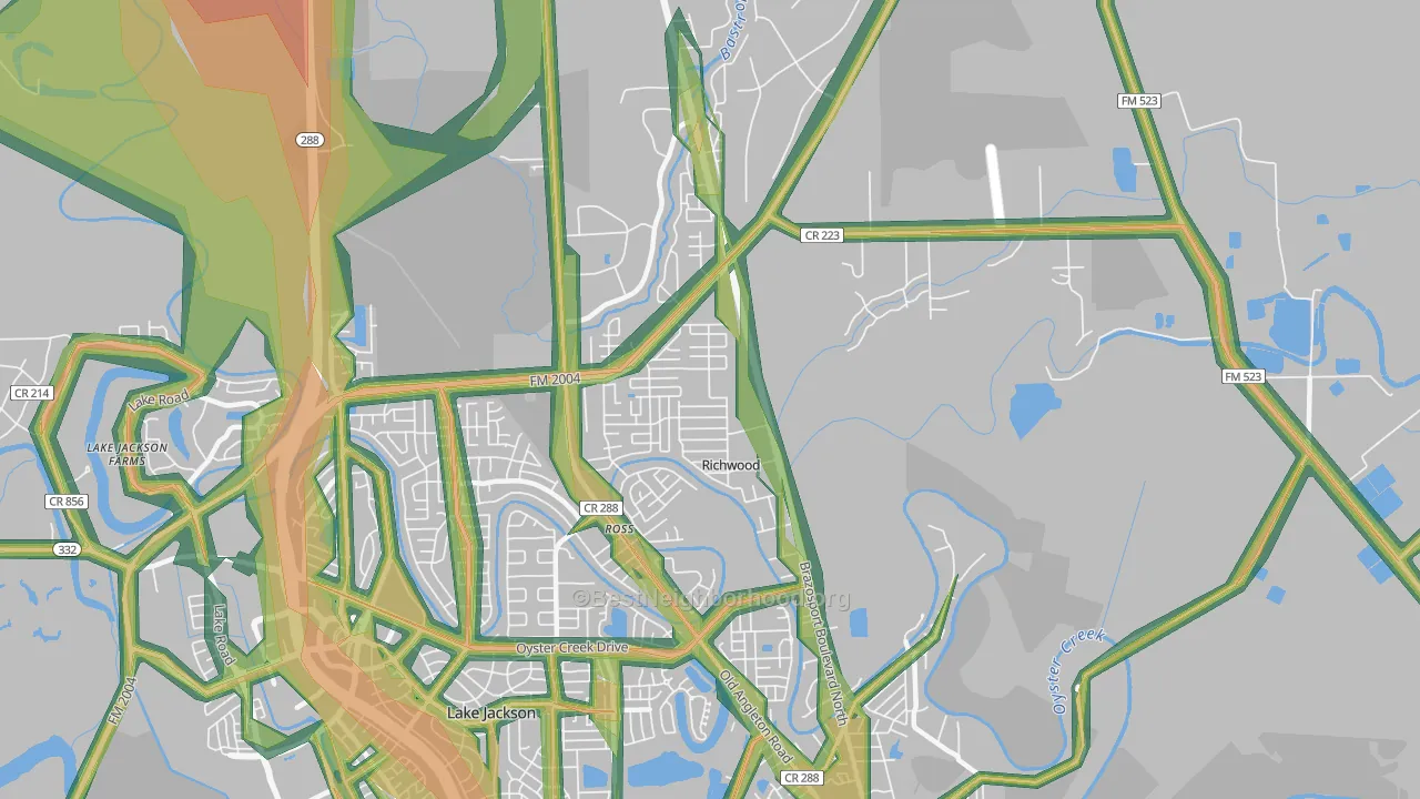 Richwood, TX Map of Noise Levels in Richwood