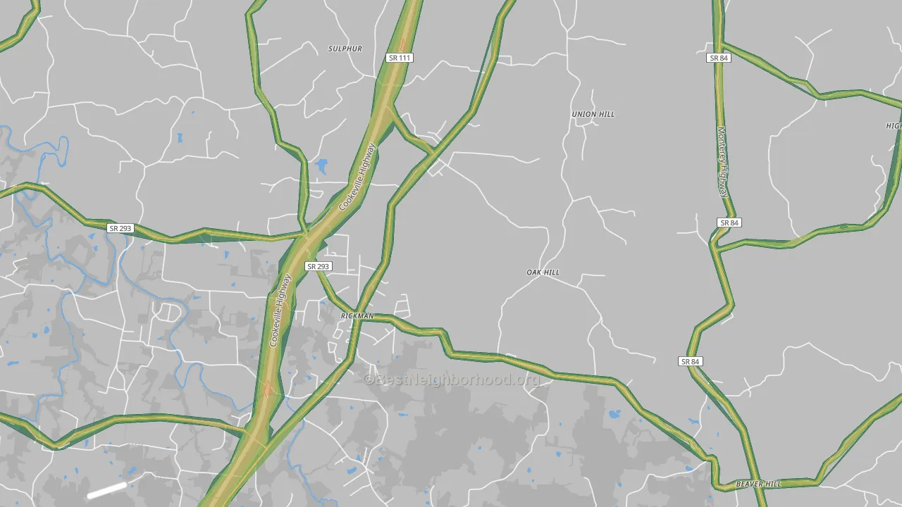 Rickman, TN Map of Noise Levels in Rickman