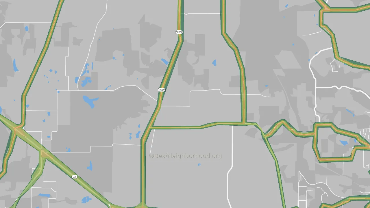 Rickreall, OR Map of Noise Levels in Rickreall