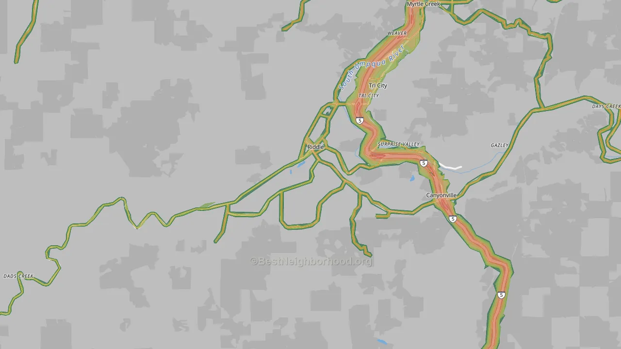 Riddle, OR Map of Noise Levels in Riddle