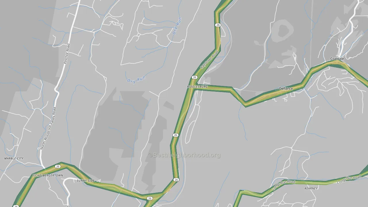 Riddlesburg, PA Map of Noise Levels in Riddlesburg