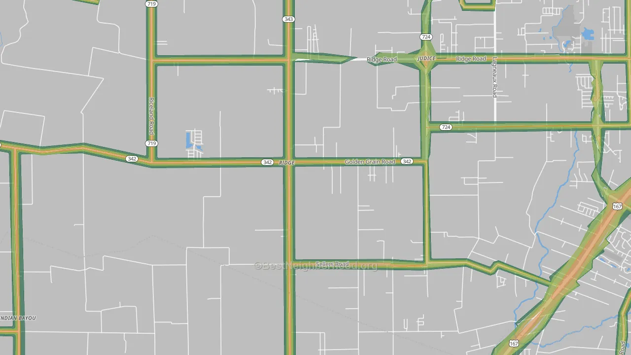 Ridge, LA Map of Noise Levels in Ridge