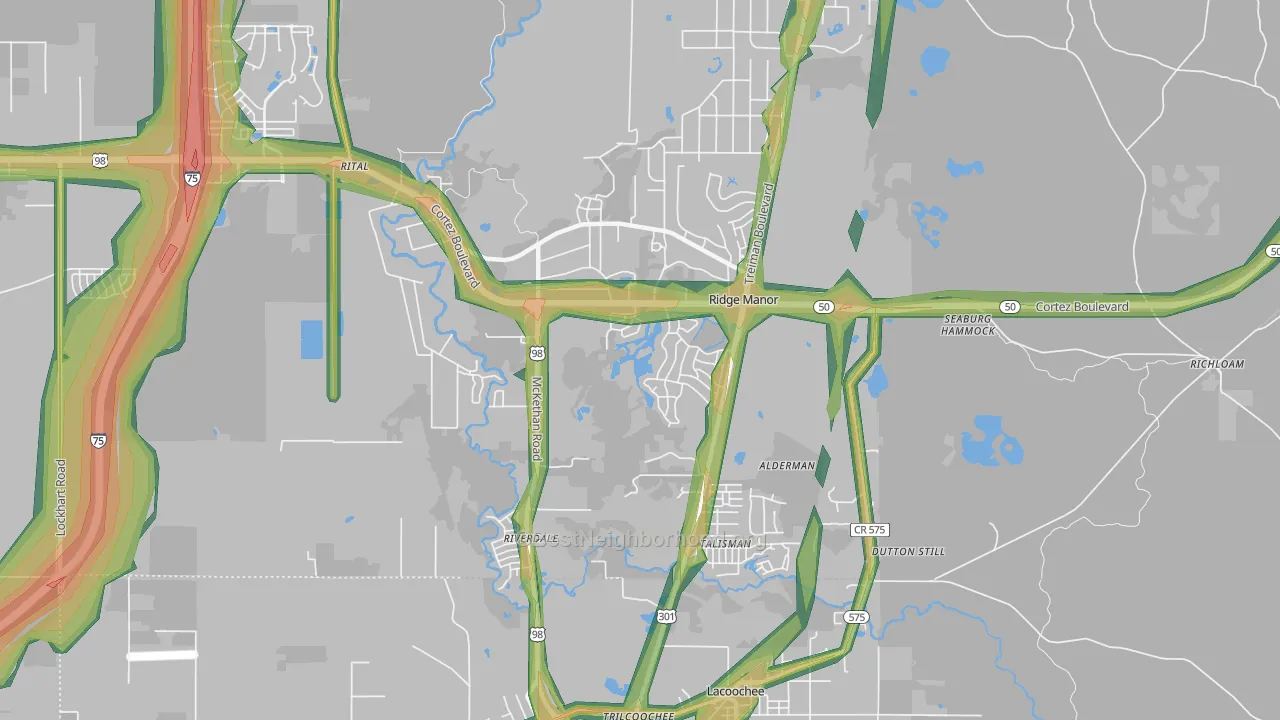 Ridge Manor, FL Map of Noise Levels in Ridge Manor