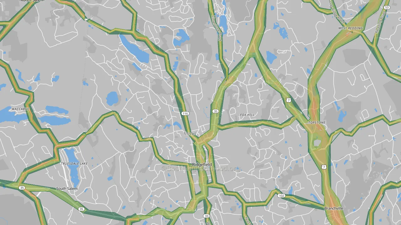 Ridgefield, CT Map of Noise Levels in Ridgefield
