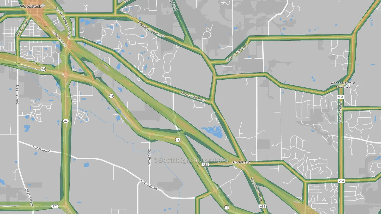 Ridgefield, IL Map of Noise Levels in Ridgefield