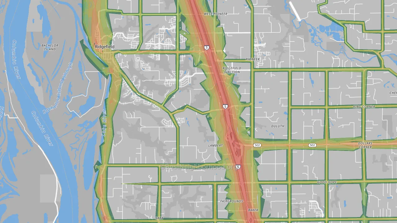 Ridgefield, WA Map of Noise Levels in Ridgefield