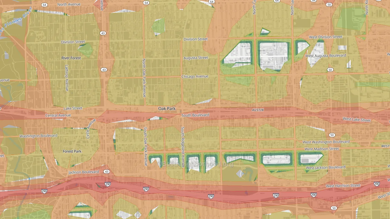 Ridgeland, Oak Park, IL Map of Noise Levels in Ridgeland