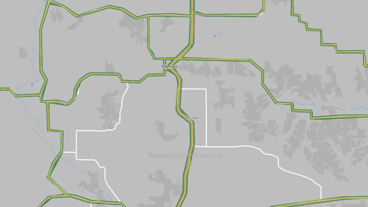 Ridgeland, WI Map of Noise Levels in Ridgeland