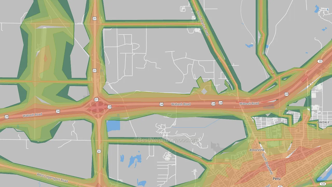Ridgeview, IN Map of Noise Levels in Ridgeview