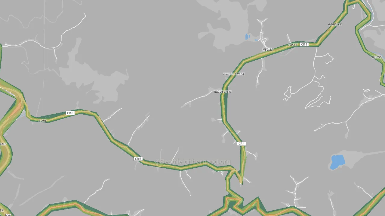 Ridgeview, WV Map of Noise Levels in Ridgeview