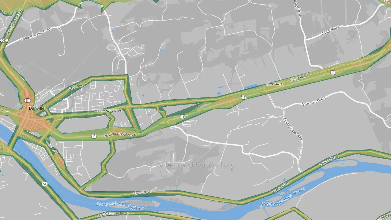 Ridgeville, PA Map of Noise Levels in Ridgeville