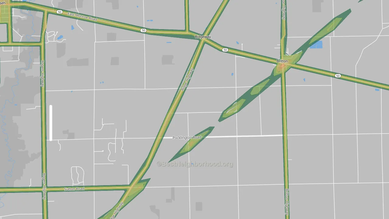 Ridgeway, MI Map of Noise Levels in Ridgeway