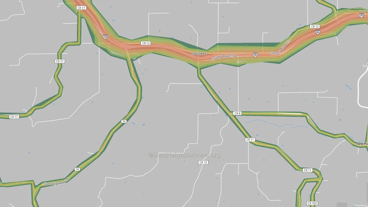 Ridgeway, MN Map of Noise Levels in Ridgeway