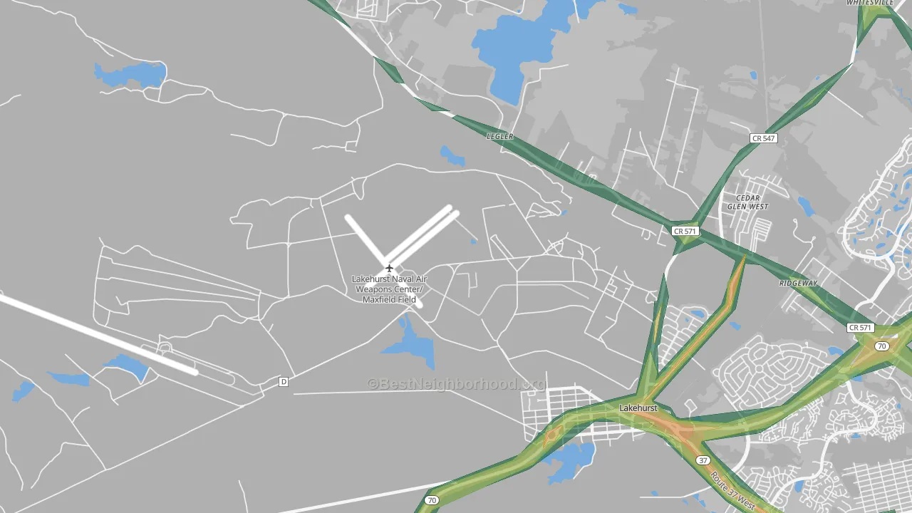 Ridgeway, NJ Map of Noise Levels in Ridgeway