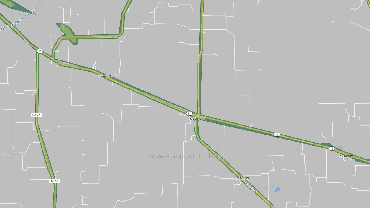 Ridgeway, TX Map of Noise Levels in Ridgeway