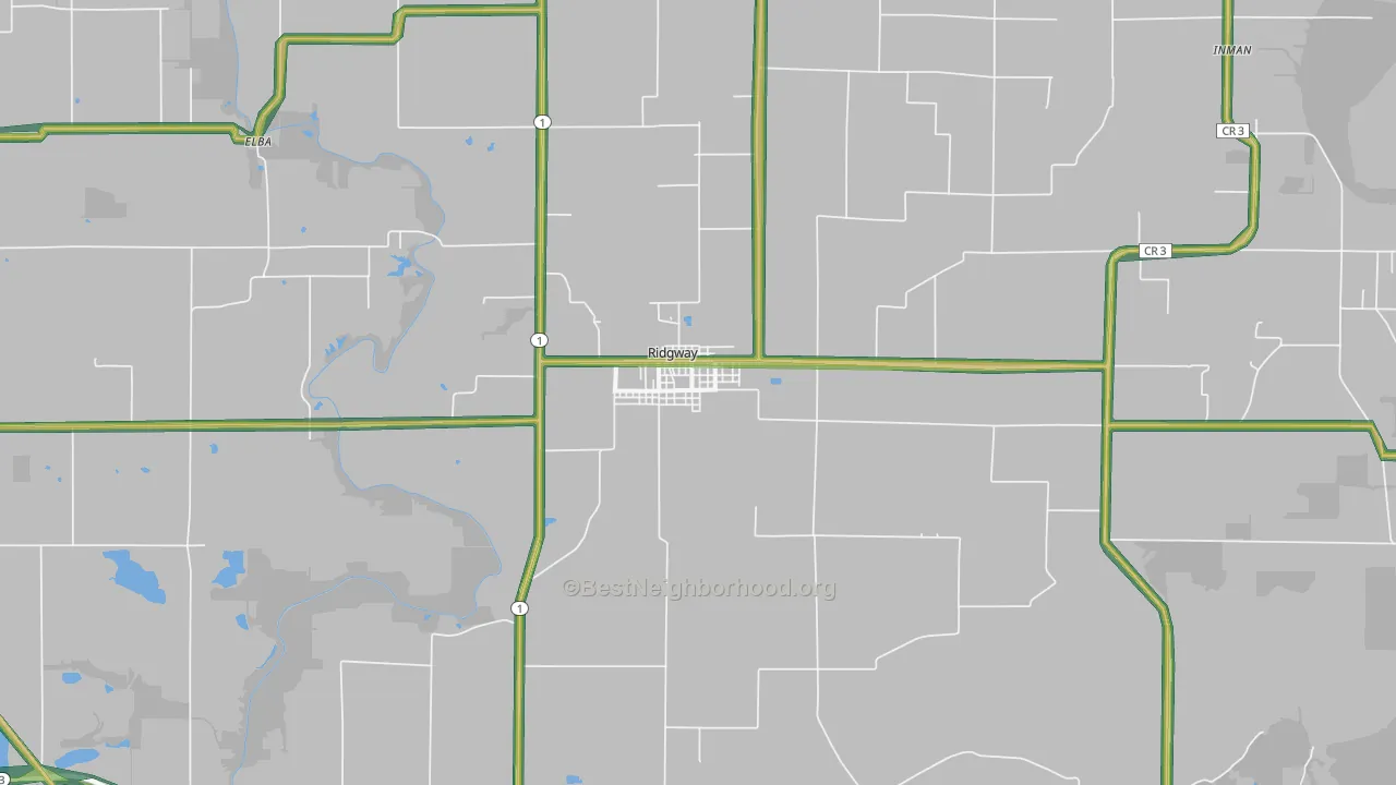 Ridgway, IL Map of Noise Levels in Ridgway