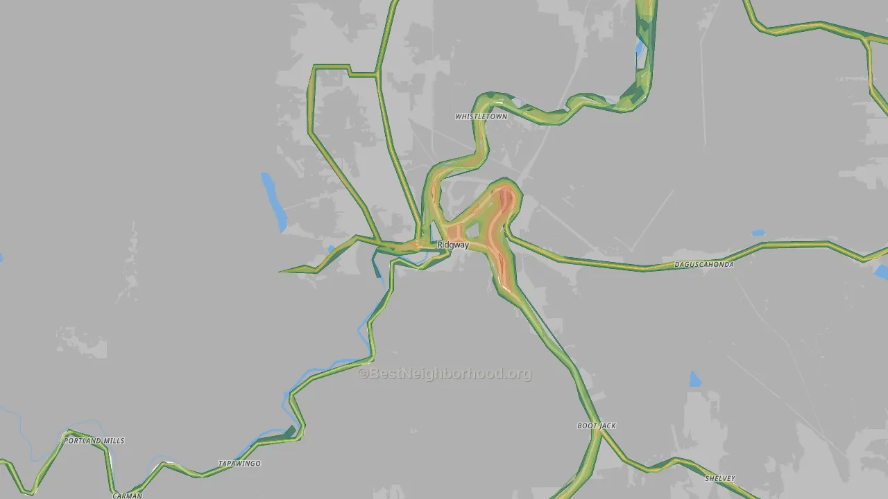 Ridgway, PA Map of Noise Levels in Ridgway