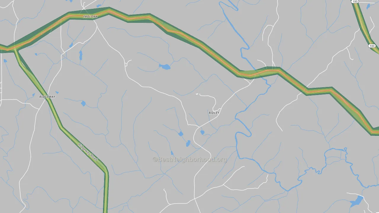 Ridley, GA Map of Noise Levels in Ridley