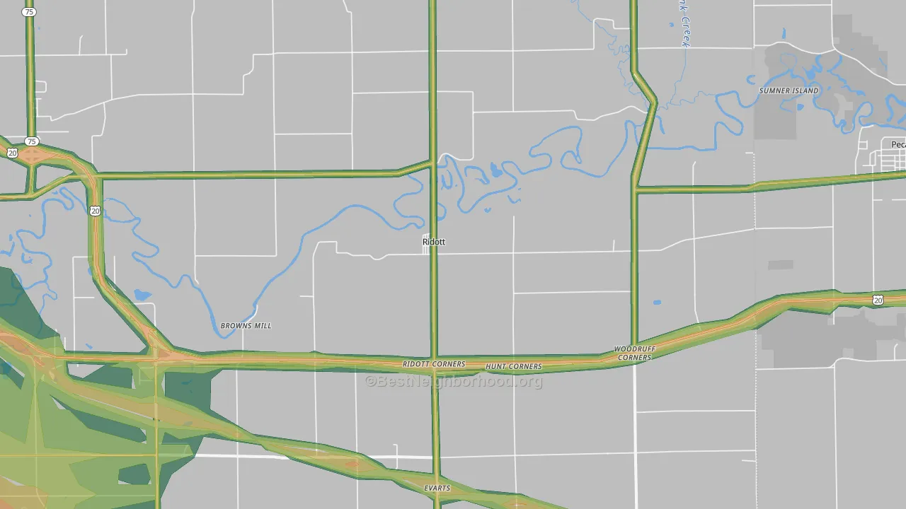 Ridott, IL Map of Noise Levels in Ridott