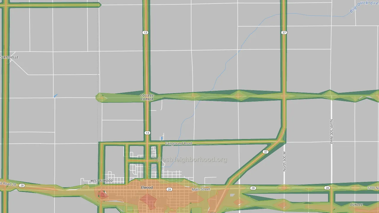 Rigdon, IN Map of Noise Levels in Rigdon