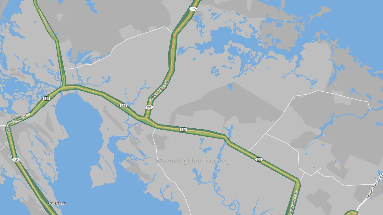 Riggins Corner, MD Map of Noise Levels in Riggins Corner