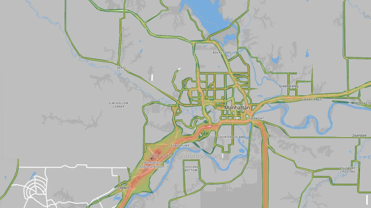 Riley County, KS Map of Noise Levels in Riley County