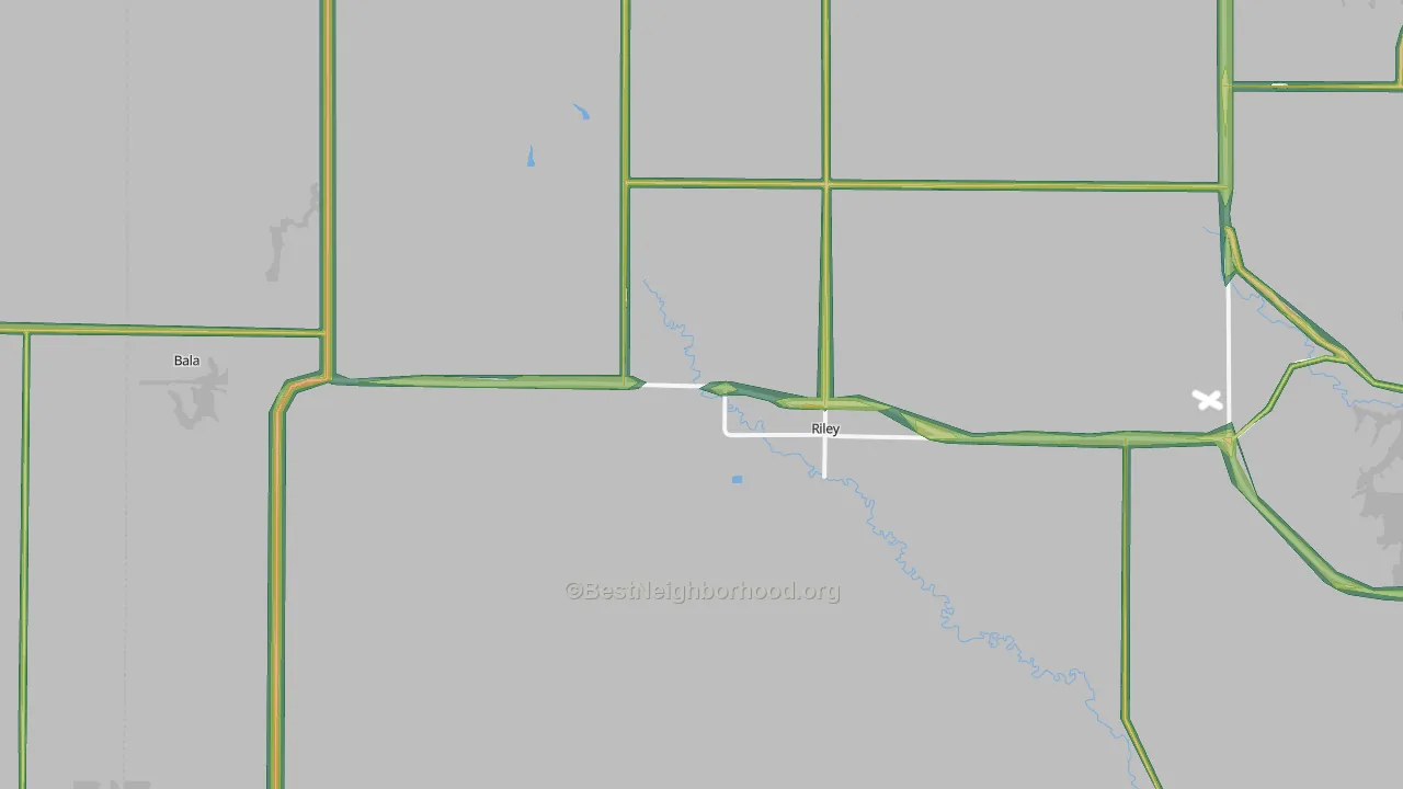 Riley, KS Map of Noise Levels in Riley