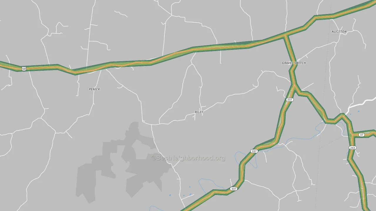 Riley, KY Map of Noise Levels in Riley