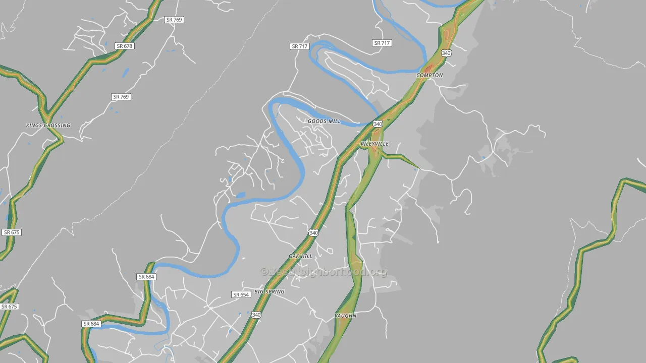 Rileyville, VA Map of Noise Levels in Rileyville