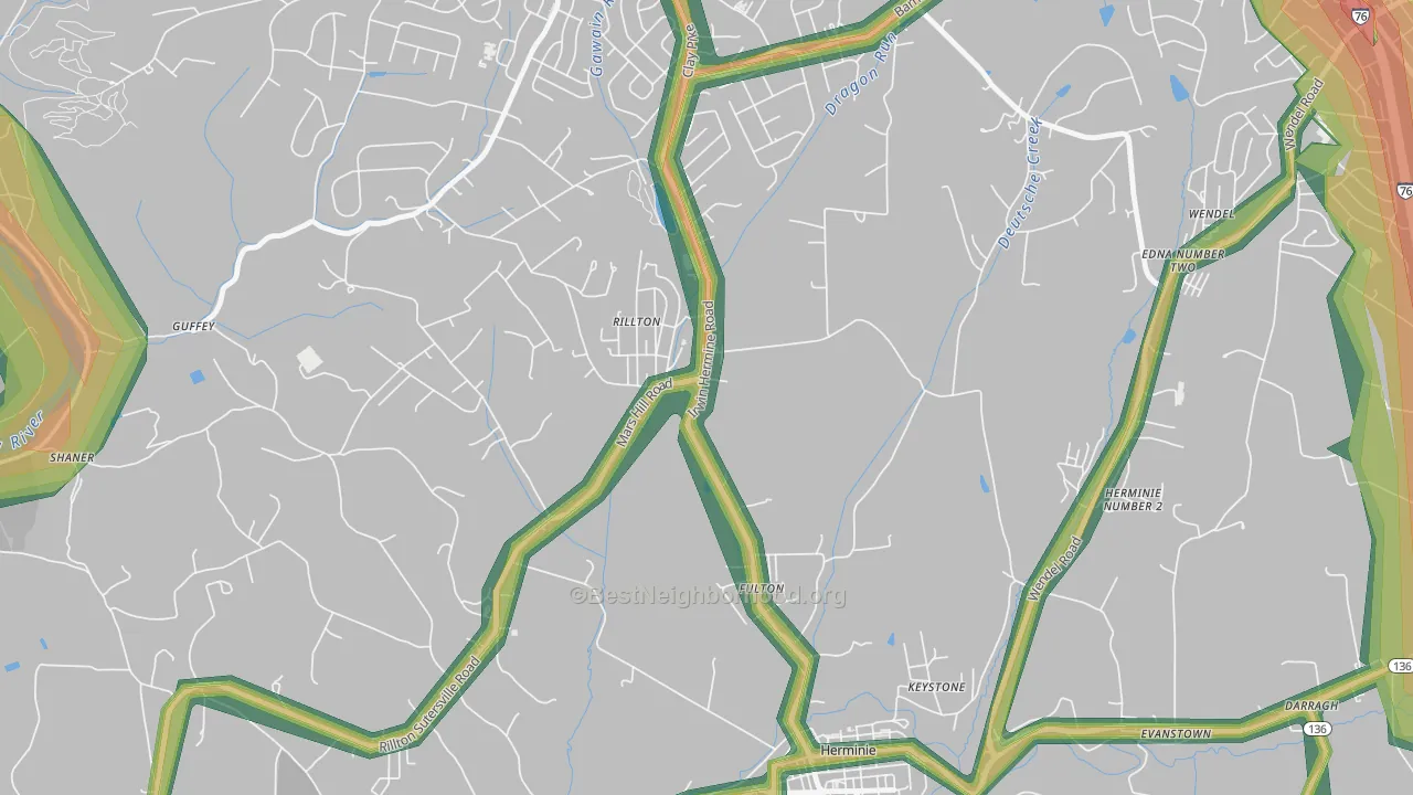 Rillton, PA Map of Noise Levels in Rillton