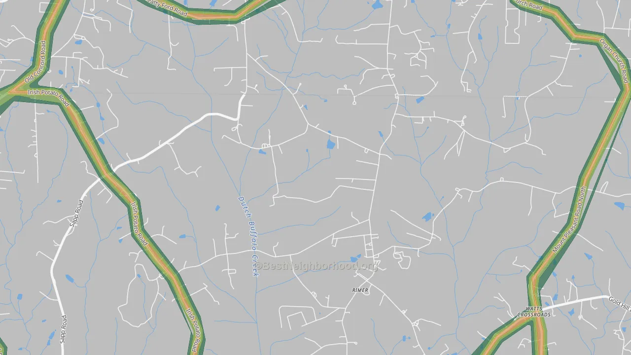 Rimer, NC Map of Noise Levels in Rimer