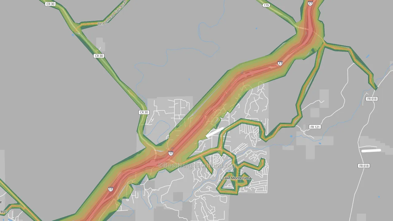 Rimrock, AZ Map of Noise Levels in Rimrock