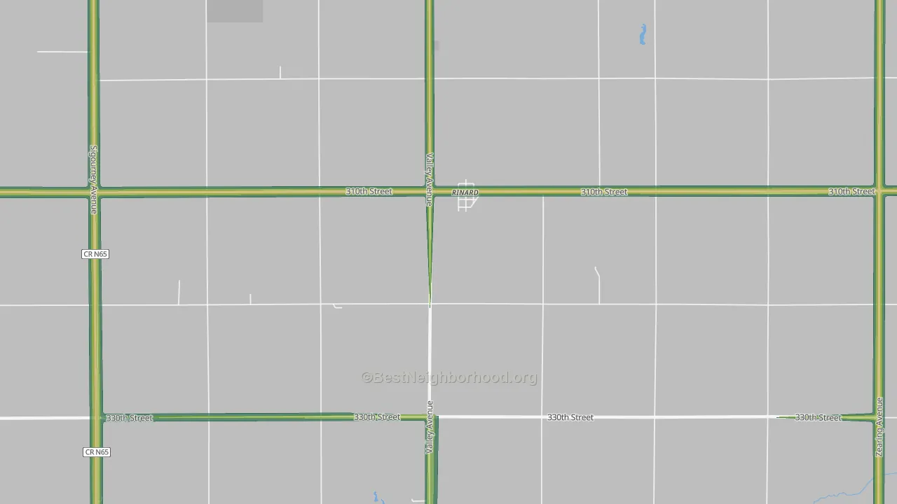 Rinard, IA Map of Noise Levels in Rinard