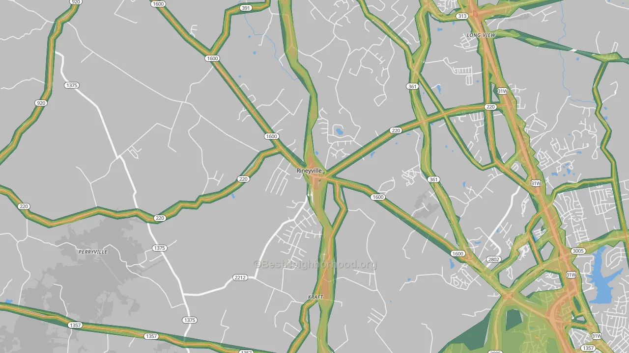 Rineyville, KY Map of Noise Levels in Rineyville