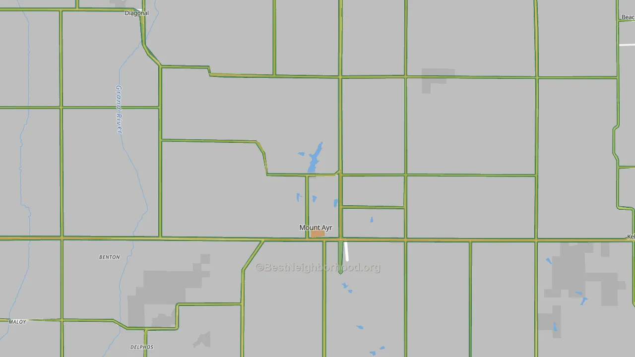 Ringgold County, IA Map of Noise Levels in Ringgold County