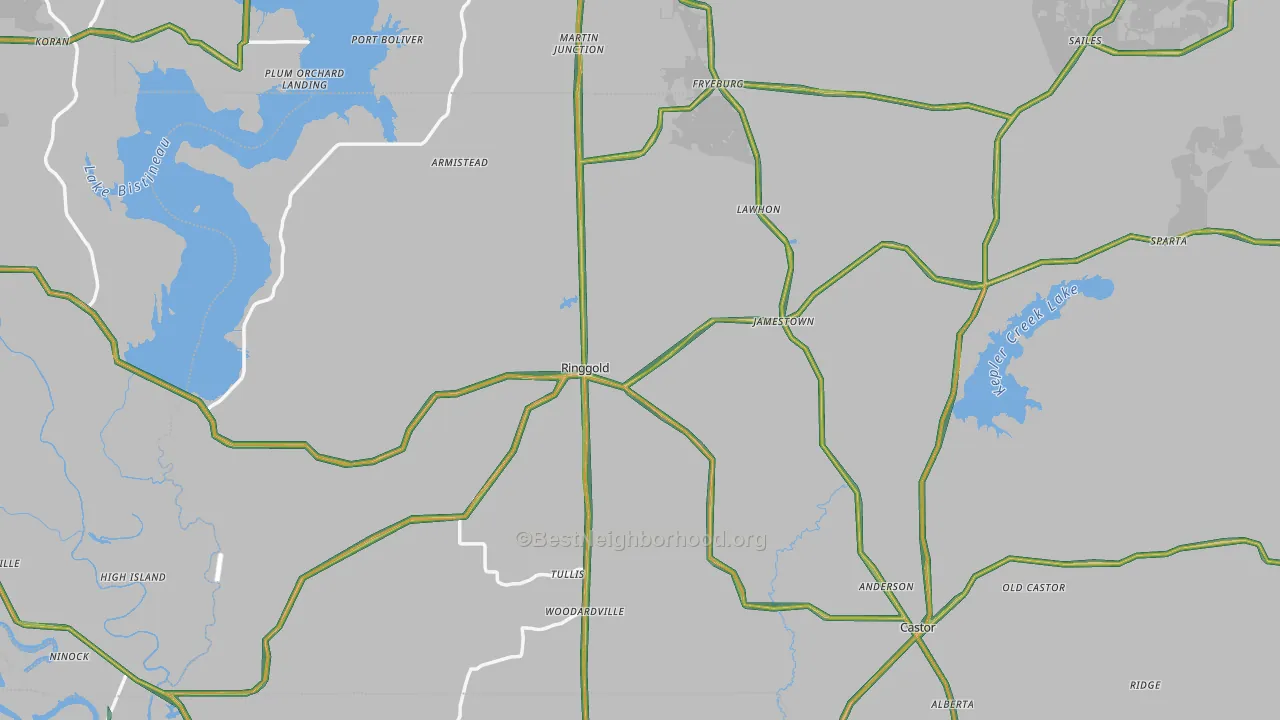Ringgold, LA Map of Noise Levels in Ringgold
