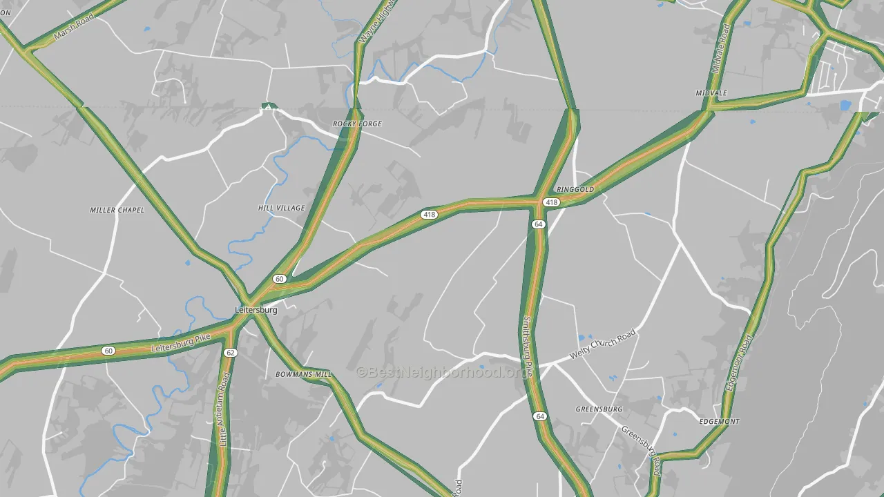 Ringgold, MD Map of Noise Levels in Ringgold