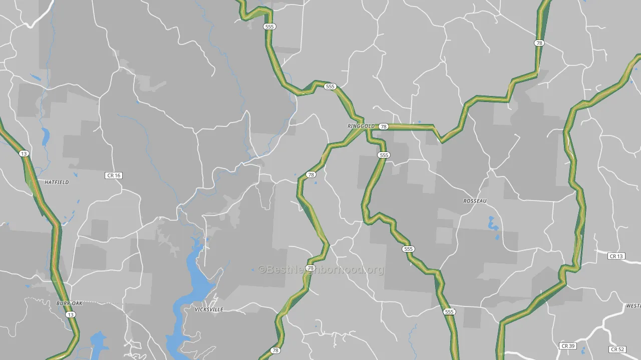 Ringgold, OH Map of Noise Levels in Ringgold
