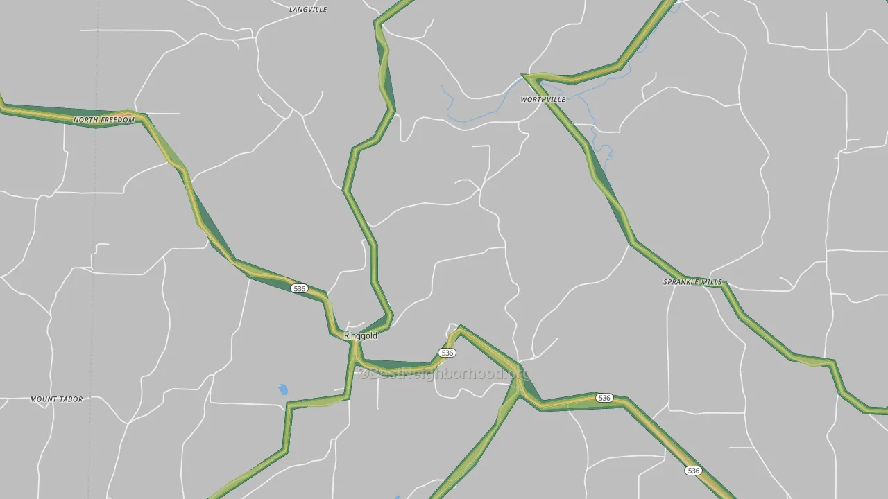 Ringgold, PA Map of Noise Levels in Ringgold