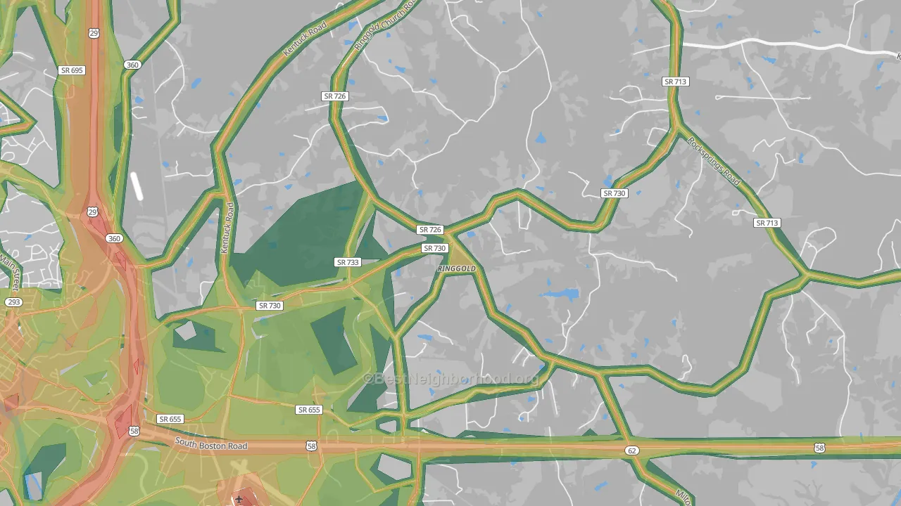 Ringgold, VA Map of Noise Levels in Ringgold